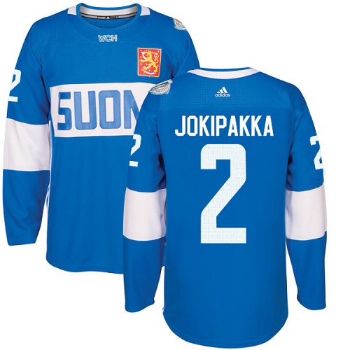 Kinder Team Finland #2 Jyrki Jokipakka Authentic Blau Auswärts 2016 World Cup